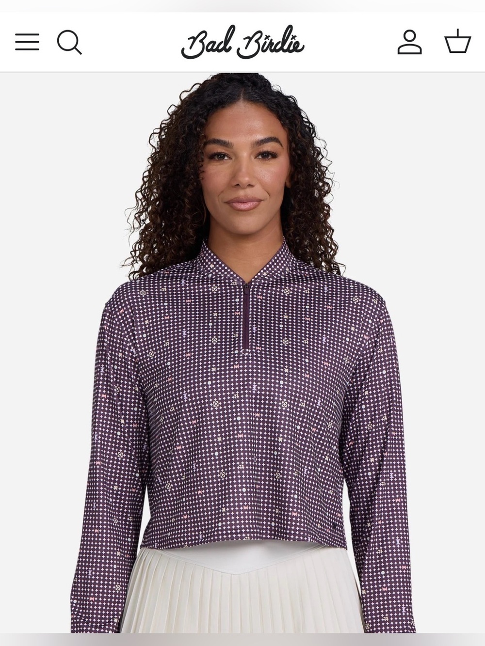 Bad Birdie Women’s Quarter Zip Throwing Darts Golf UPF 50 Long Slv Pullover Sz L